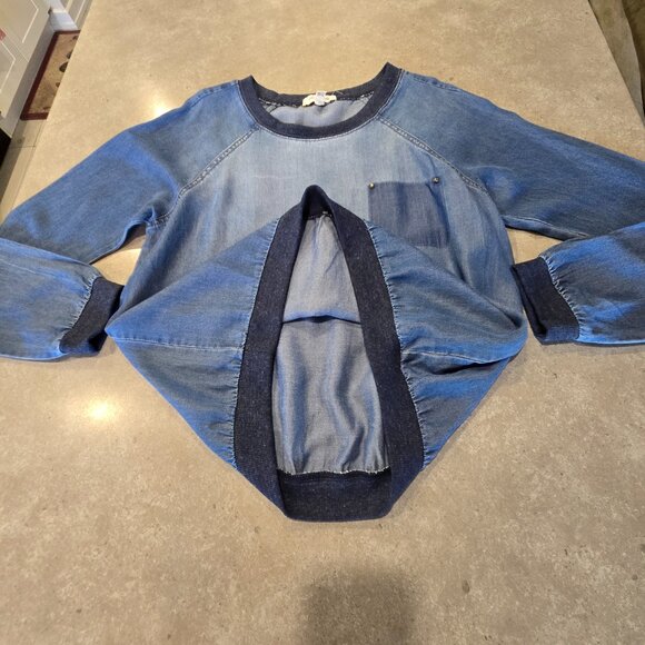 LIFE IN PROGRESS Women's Denim Chambray Long Sleeves Top - Blue - Size M… - Picture 7 of 12